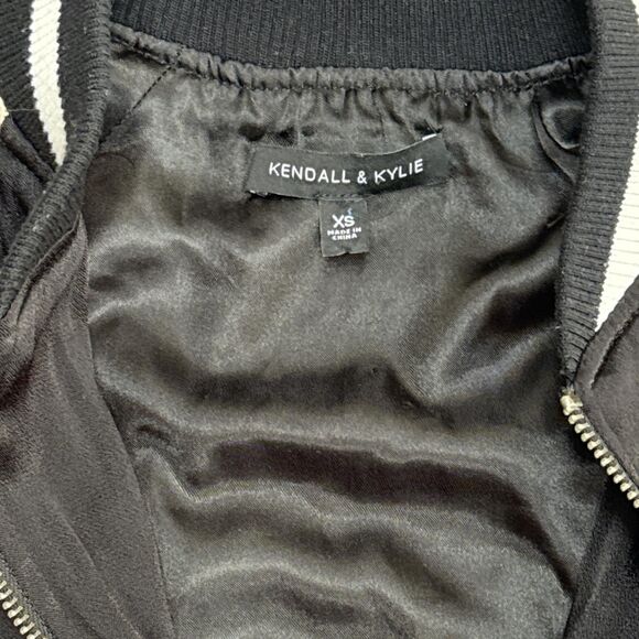 Black Satin Bomber Jacket w/ Embroidered Hawk + Rose Patches Japanese Style XS - Picture 3 of 8